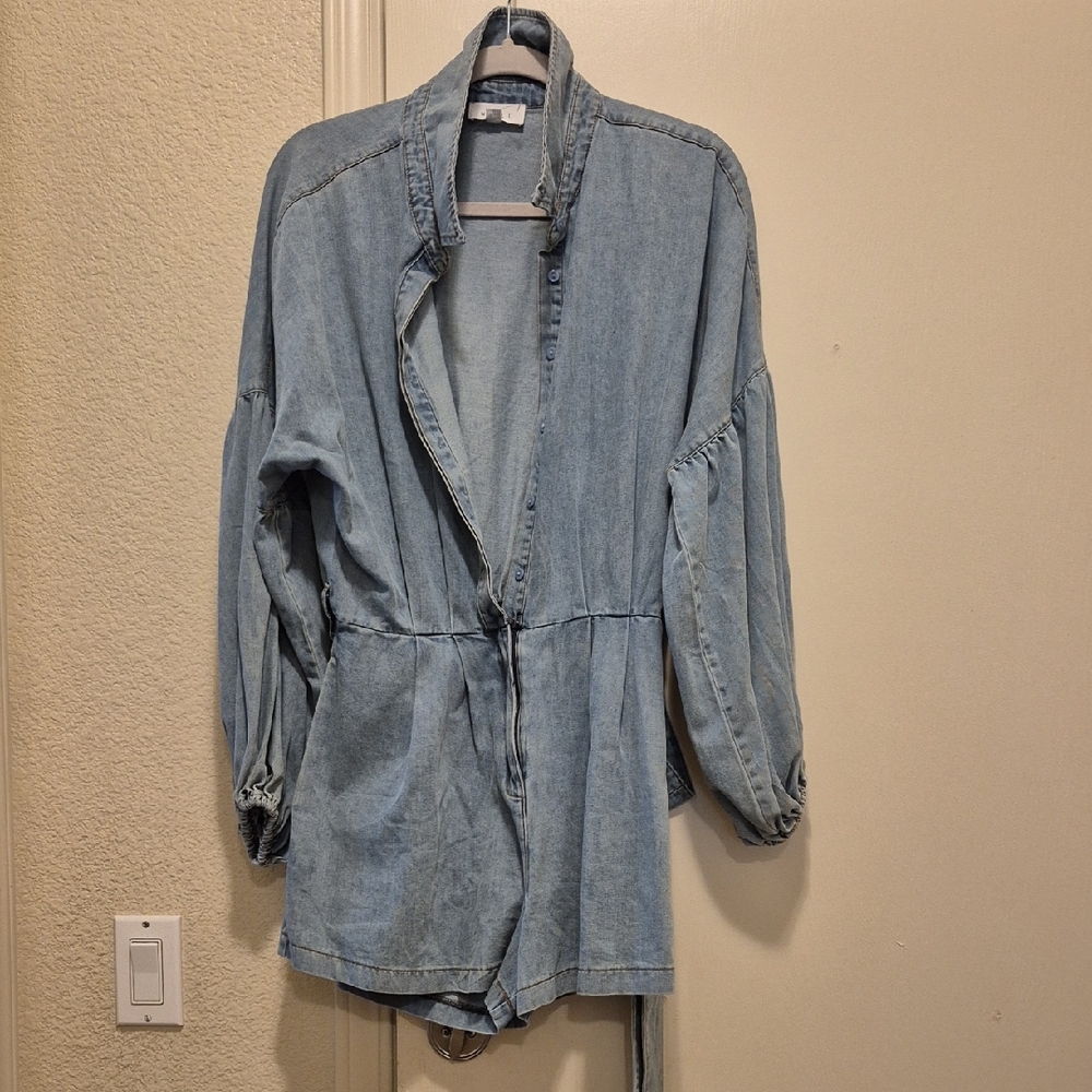 Light Blue Denim Romper NWOT